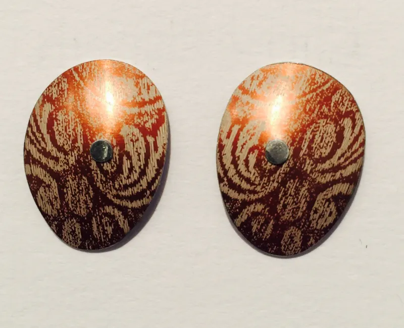 Professional Grade Copper-brown Linen Futures Oval Studs
