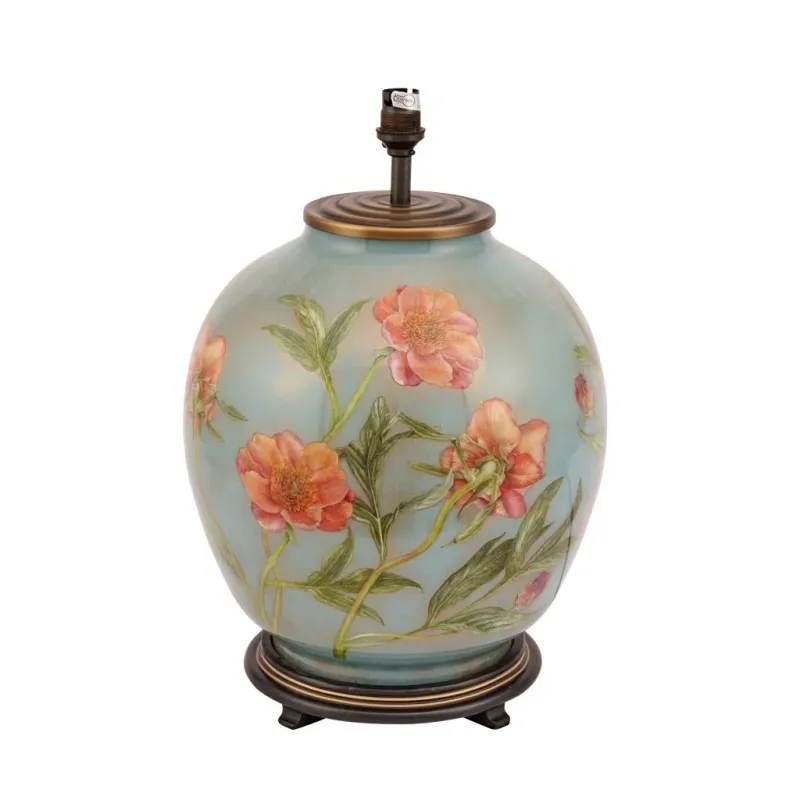 Blush Peony Large Glass Table Lamp Base : Edison Bulb Style