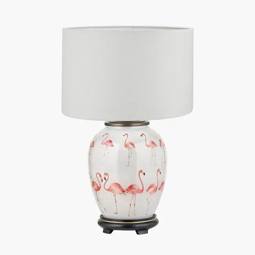 Flamingo Medium Glass Table Lamp Lino 35cm Chalk Linen Shade – Jenny Worrall