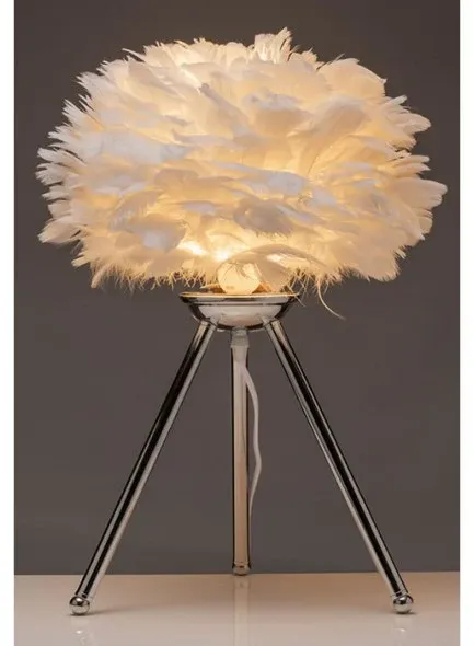 Grange Shiny metal Tripod Feather Lamp - 632975