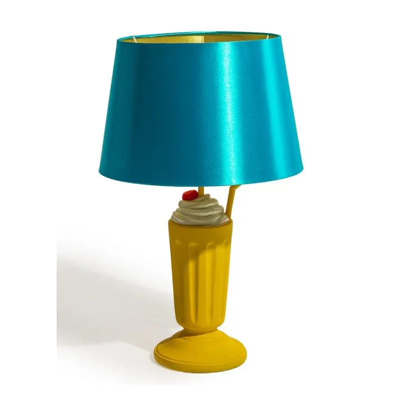 Milkshake Table Lamp Blue Shade – Retro Canary Base Blue Shade Home Office Desk