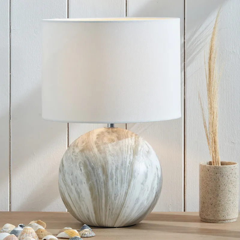Viejo Grey Stone Effect Earthenware Table Lamp | Dimmable | E26 Base