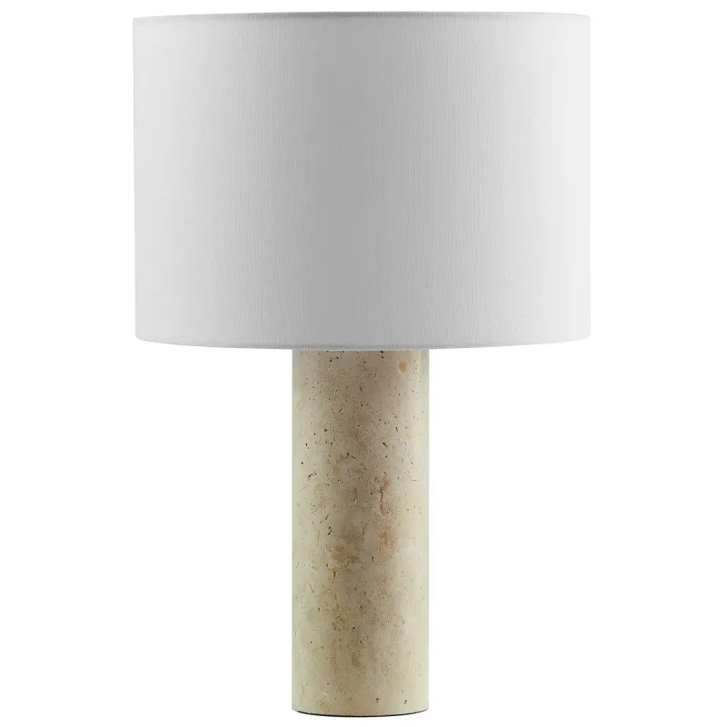 Zenith Travertine Table Lamp Fabric Drum Shade Modway EEI-7213
