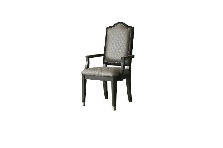 ACME House Beatrice Arm Chair, Two Tone Taupe Fabric & Charcoal