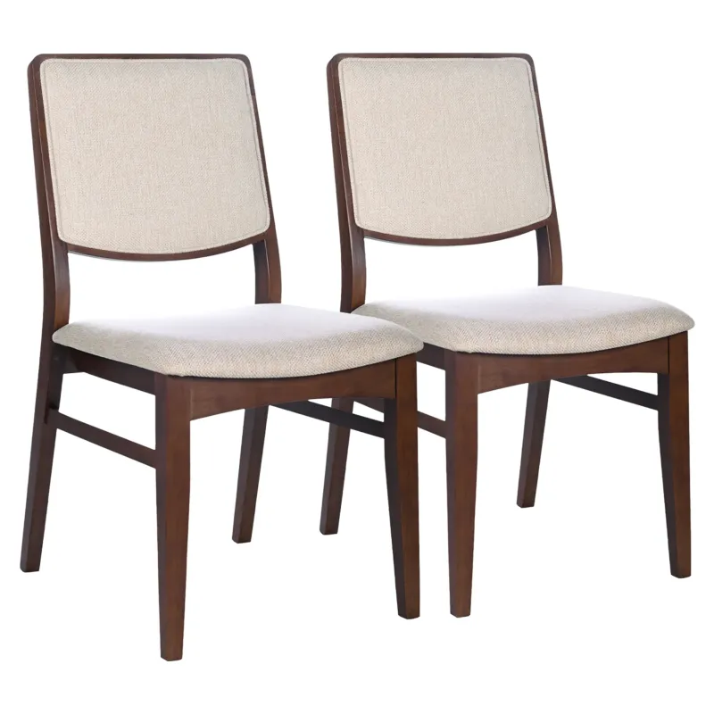 Skylar Beige Fabric Dining Chair Adjust 2 Upholstered Solid Wood Minimal Assembly