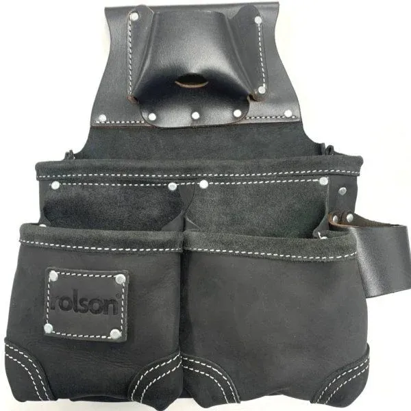 3 Pocket Oil Tanned Leather Singular Tool Pouch Charcoal Gray