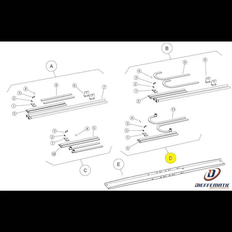 112529/4 Kit Accessori 4 Bracci Curvi Doppio Motore Standard Bazer Ricambio