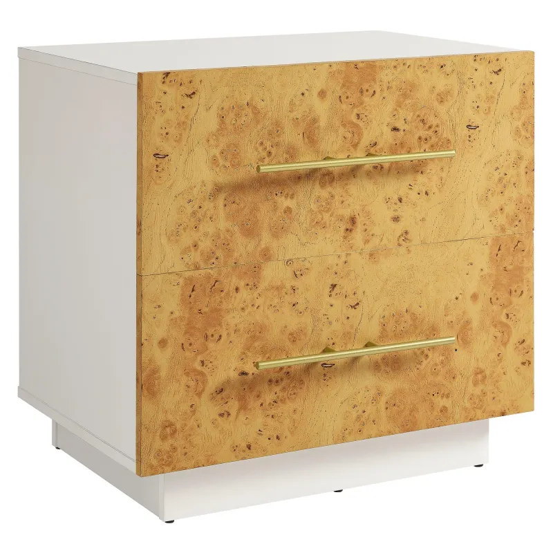 Abel 2-Drawer Burl Wood Nightstand Modway