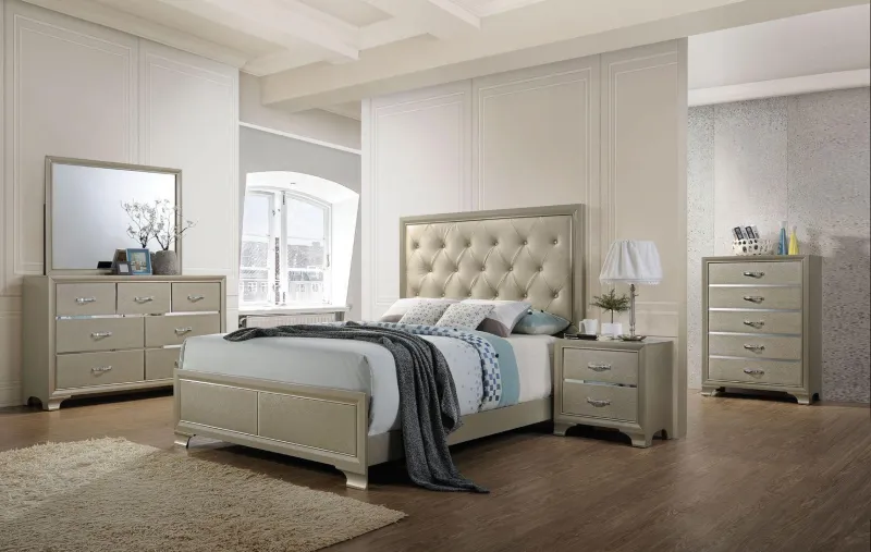 ACME Carine Queen Bed, PU & Champagne 26240Q