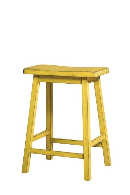 ACME Gaucho Counter Height Stool (Set-2), Antique Canary, 24" Seat Height