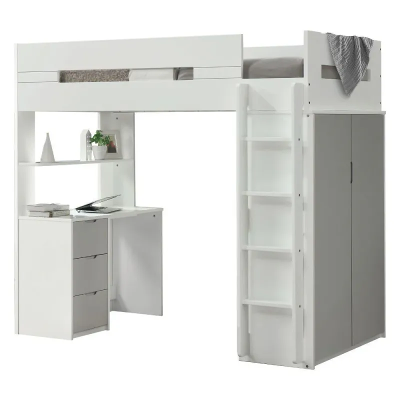 ACME Nerice Loft Bed, White & Slate 38050 Twin