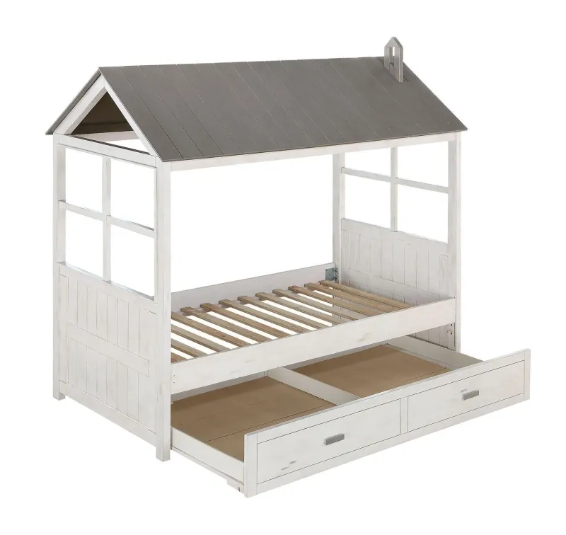 ACME Tree House II Twin Bed, Weathered Snow & Washed Gray 37170T