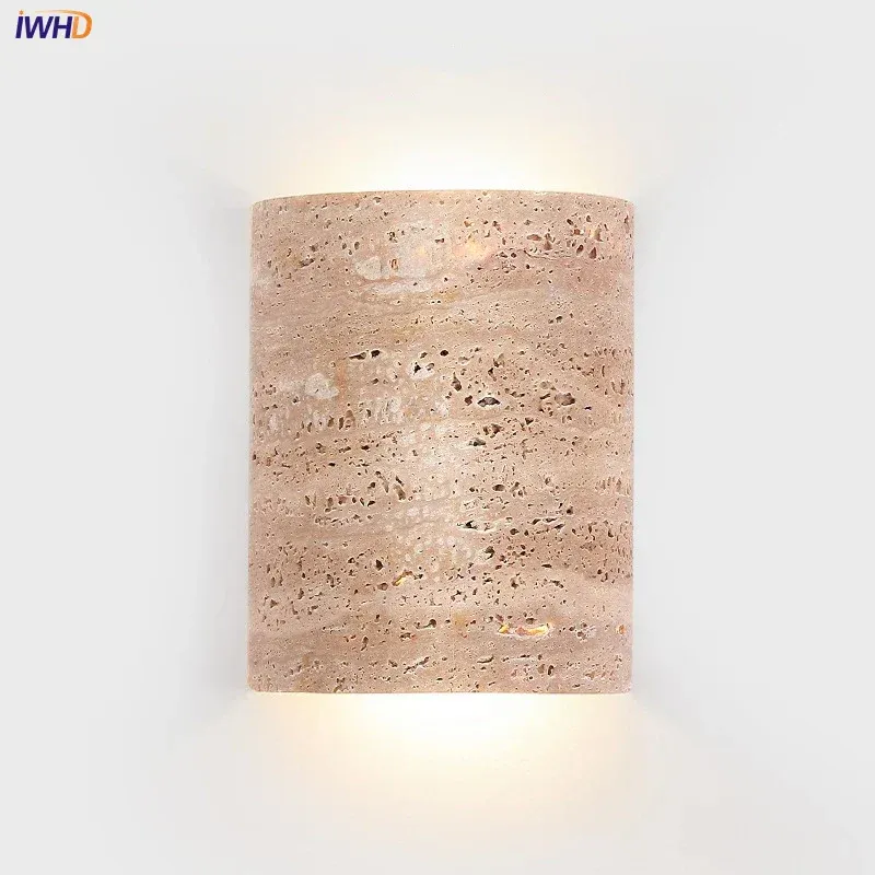 Afralia™ Amber Travertine LED Wall Light Sconces Living Room Home Decor