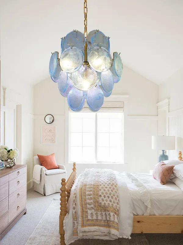 Afralia™ Blue Glass Handcrafted Hanging Chandelier Living Room Decor DIY Projects