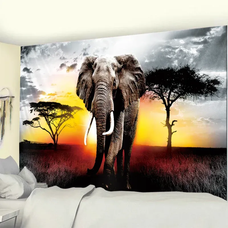 Afralia™ Boho Elephant Mandala Tapestry Wall Hanging Home Decor