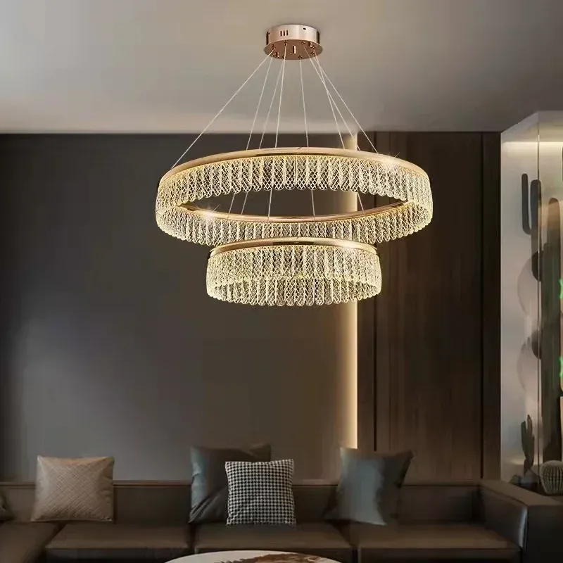 Afralia™ Contemporary Crystal LED Pendant Chandelier Living Room Lighting