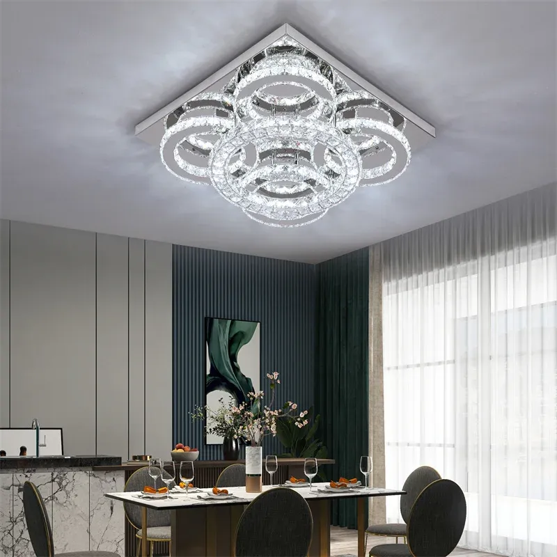 Afralia™ Crystal LED Ceiling Chandelier: Refined 3-Side Nordic Indoor Light Living Room