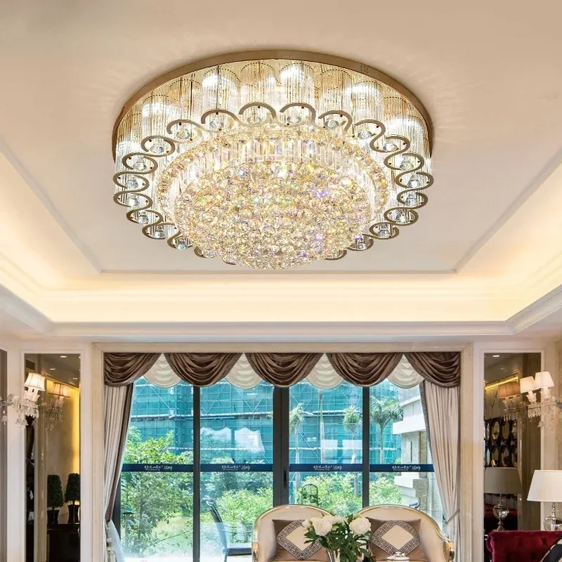 Afralia™ Crystal Led Ceiling Light Elegant European Style Essential Living Room Bedroom Lighting
