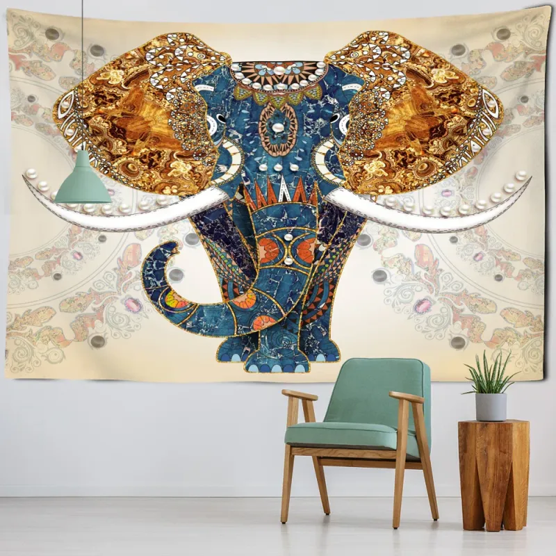 Afralia™ Elephant Mandala Tapestry Tree Life Wall Hanging Psychedelic Witchcraft Home Decor Quick-Release