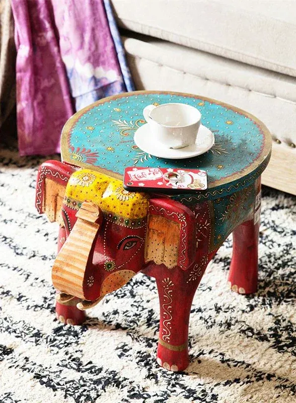 Afralia™ Elephant Stool: Handmade Thai Style Robust Wood Low Stool Ethnic Gift Home Decor