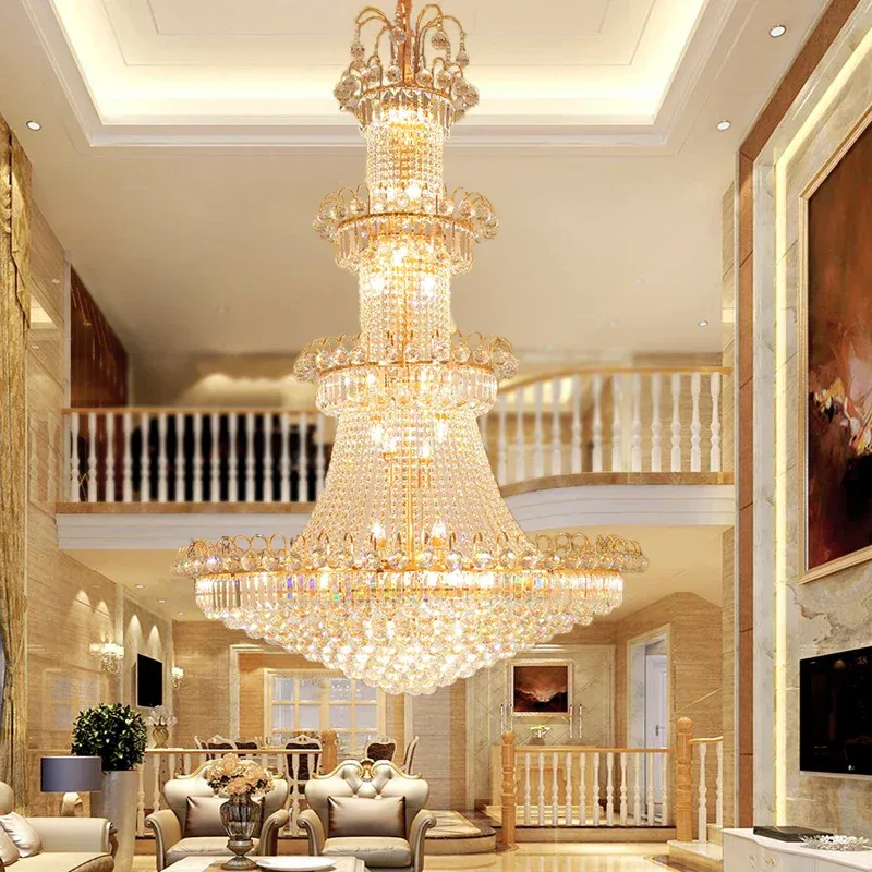 Afralia™ European-Style Crystal Chandelier Luxurious Living Room, Staircase, and High Ceilings