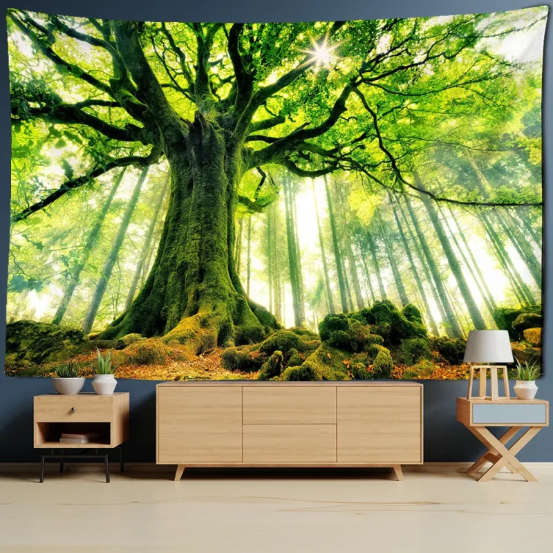 Afralia™ Forest Landscape Tapestry Wall Hanging Boho Home Decor