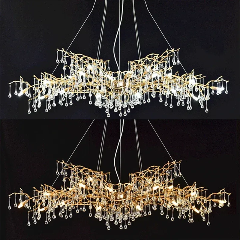 Afralia™ Gold Crystal Chandelier: Contemporary LED Luxury Lighting Living Room Villa