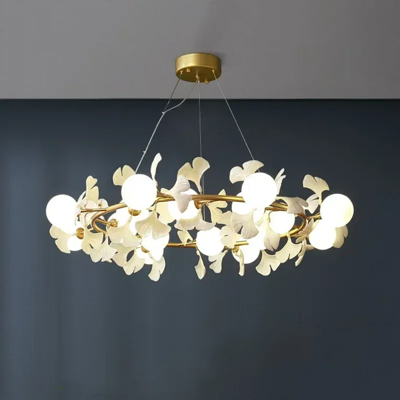 Afralia™ LED Gingko Leaf Branch Ceiling Chandelier Up-to-date Living Room Bedroom Light
