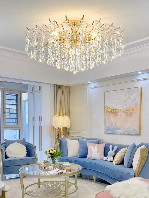 Afralia™ Nordic Amber Crystal Chandelier Dining Room Living Room Hall Decor