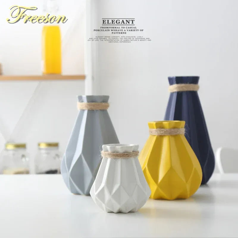 Afralia™ Porcelain Diamond Vase Modern Home Decor Living Room Decoration