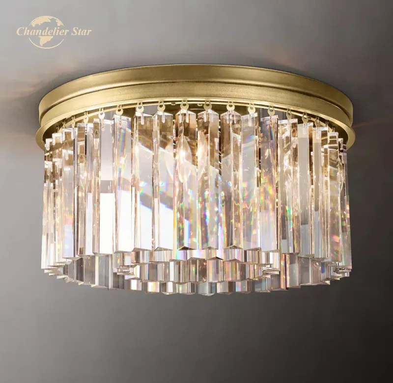 Afralia™ Present-day Brass Chrome Black Crystal Ceiling Lights Bedroom and Living Room