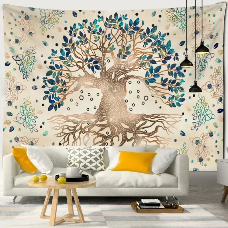 Afralia™ Psychedelic Tree Life Mandala Wall Tapestry Boho Home Decor