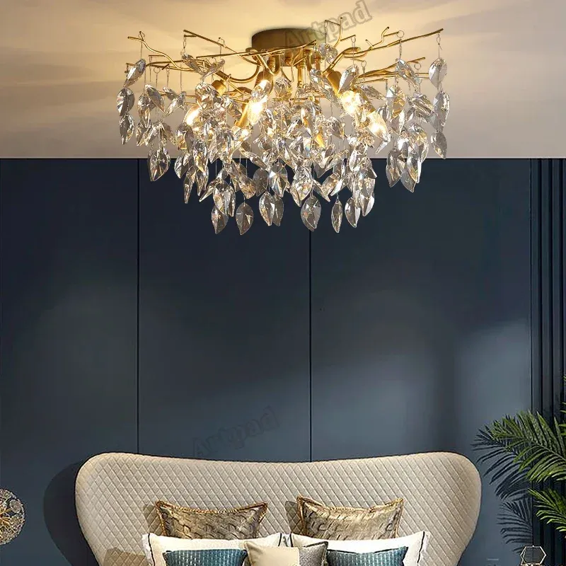 Afralia™ Timeless Crystal Ceiling Lamp LED Chandelier Living Room & Bedroom
