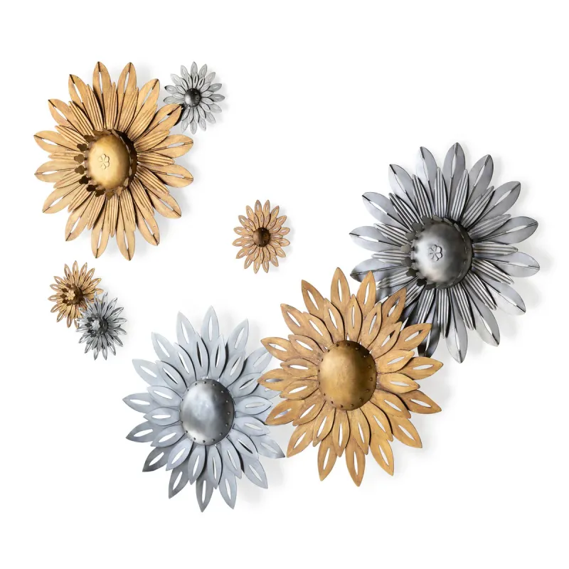 Aged Nickel Wall Sunflower