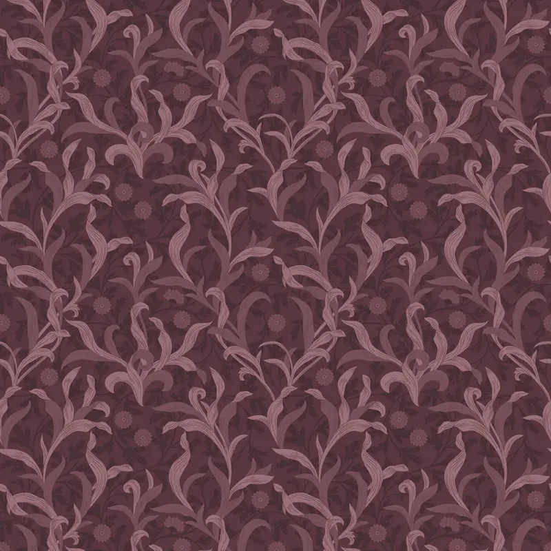 Antique Leaf Wallpaper Plum
