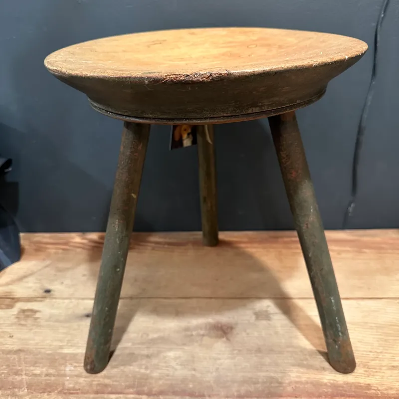 Antique Welsh Farmhouse Stool Brushed Nickel