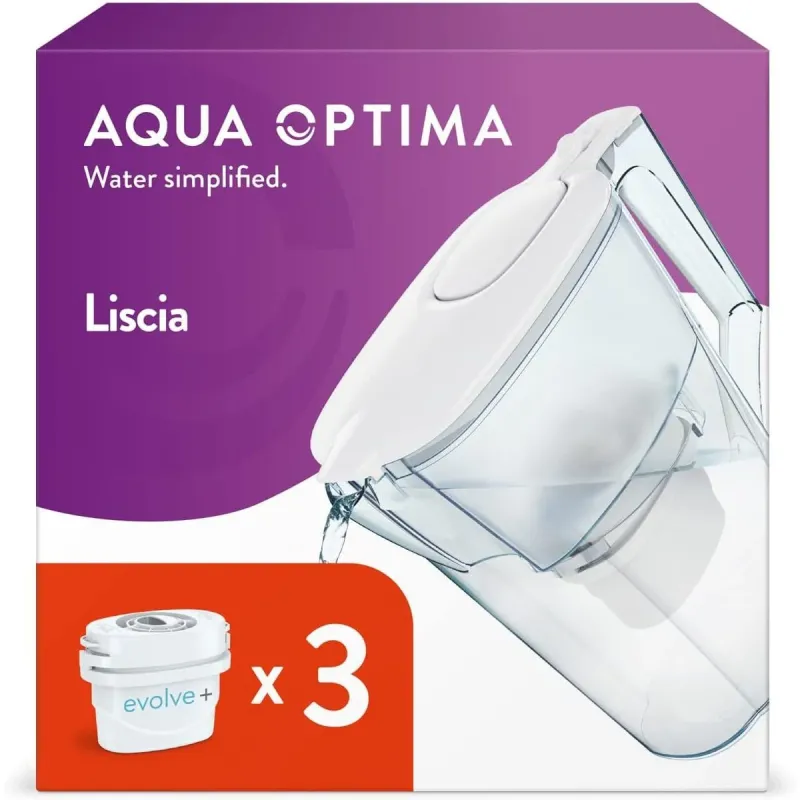 Aqua Optima Liscia Caraffa 2.5L Acqua Filtrata + 3 Filtri