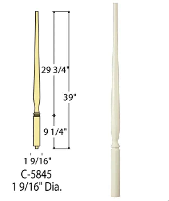 Art Deco Pin Top Wood Baluster: C-5845