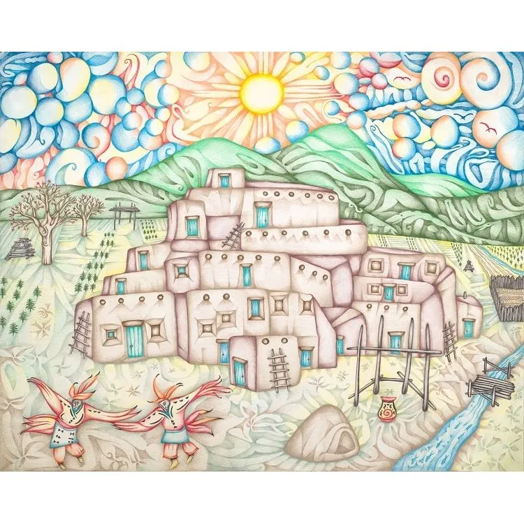 Art Mieshiel Taos Pueblo at Sunrise 11 x 14