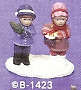 B1423 Village Children w- Drum & Tree Earthenware Molds