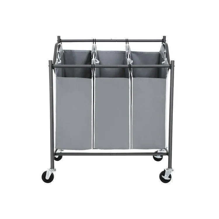 3 Bags Laundry Cart Grey Vibration Reduction