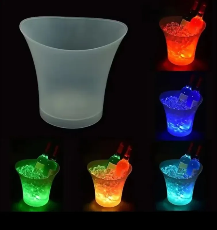 Balde de gelo led com coluna Brushed Nickel