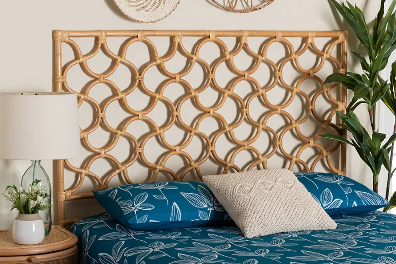 bali & pari Kalcya Bohemian Natural Rattan Queen Size Independent Headboard
