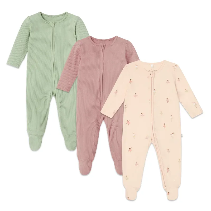Ballerina & Ribbed Clever Zip Sleepsuit 3 Pack Drywall Installation