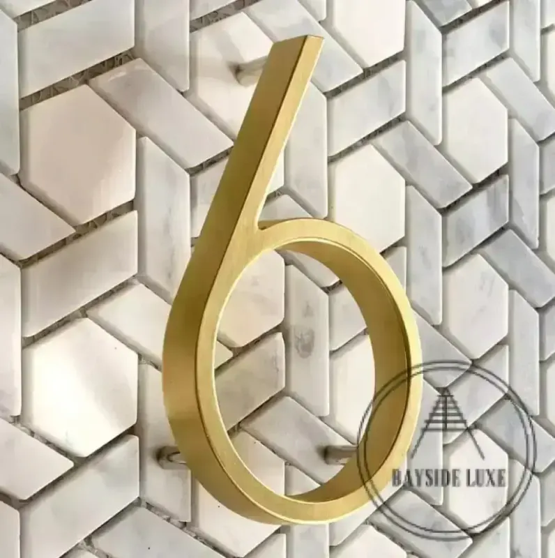 Bayside Luxe - Golden Warm alloy Floating and Flush House Numbers - 125mm