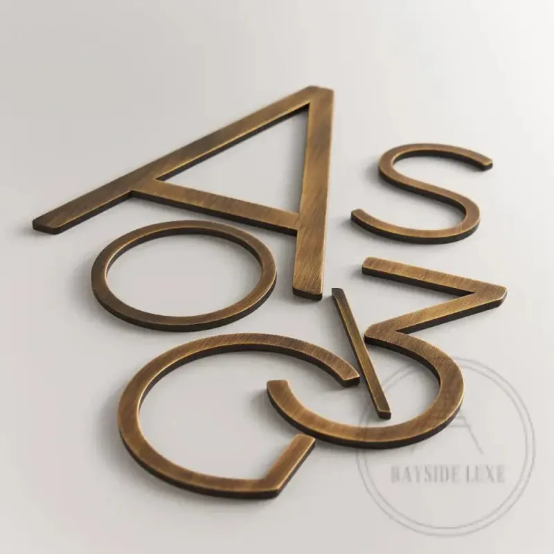 Bayside Luxe Signage - Solid Antique Warm alloy Floating Numbers and Letters - Watson's Bay 25cm