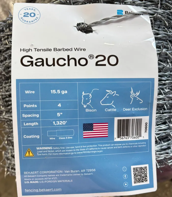 Bekaert Gaucho 20 Barbed Wire, 15.5ga | Variable Speed | Overload Protection