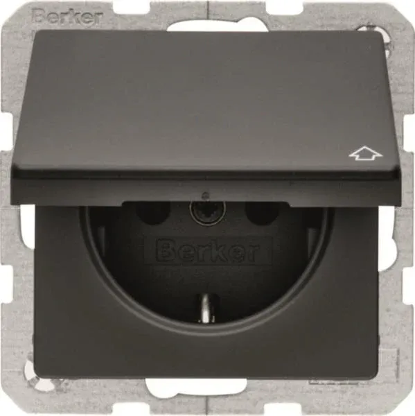 Berker Steckdose SCHUKO 47516066 m. Klappdeckel Q.1/Q.3 anthrazit, samt