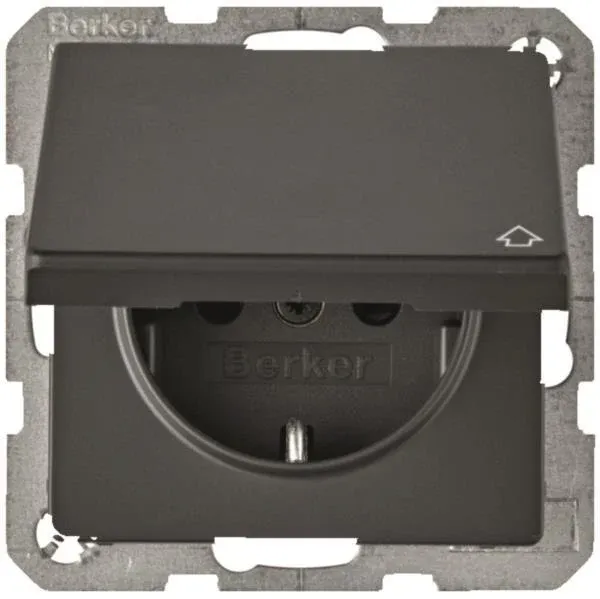 Berker Steckdose SCHUKO 47516076 m. Klappdeckel Q.1/Q.3 anthrazit, samt