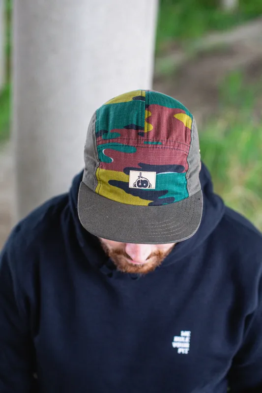 MC x Bernot Caps handmade 5 panel I Belgian Army ABL Jigsaw camou ebony olive sides and brim